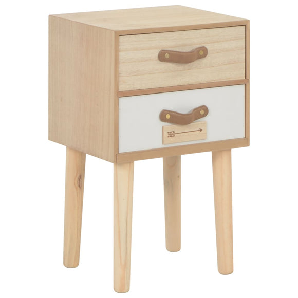 NNEVL Bedside Cabinet with 2 Drawers 30x25x49.5 cm Solid Pinewood