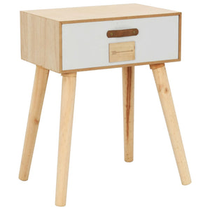 NNEVL Bedside Table with a Drawer 44x30x58.5 cm Solid Pinewood