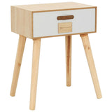 NNEVL Bedside Table with a Drawer 44x30x58.5 cm Solid Pinewood