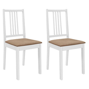 NNEVL Dining Chairs with Cushions 2 pcs White Solid Wood