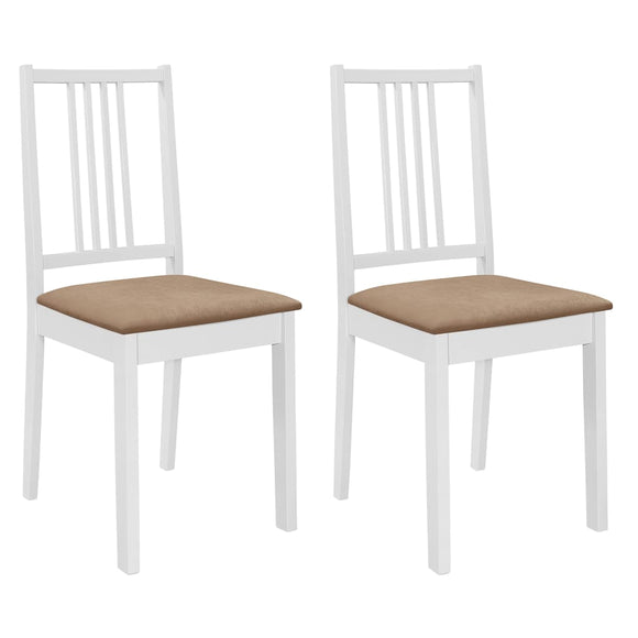 NNEVL Dining Chairs with Cushions 2 pcs White Solid Wood