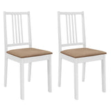 NNEVL Dining Chairs with Cushions 2 pcs White Solid Wood