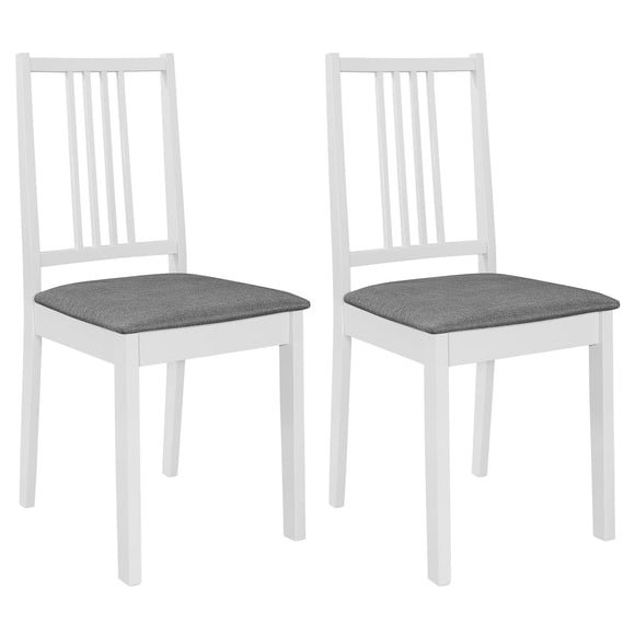 NNEVL Dining Chairs with Cushions 2 pcs White Solid Wood
