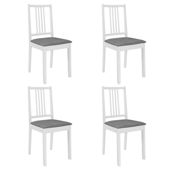 NNEVL Dining Chairs with Cushions 4 pcs White Solid Wood