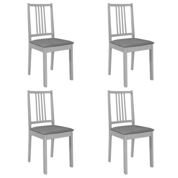NNEVL Dining Chairs with Cushions 4 pcs Grey Solid Wood