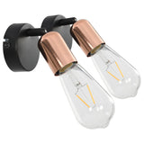 NNEVL Spot Lights 2 pcs with Filament Bulbs 2 W Black and Copper E27