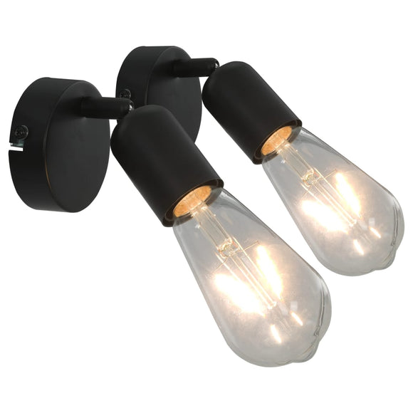 NNEVL Spot Lights 2 pcs with Filament Bulbs 2 W Black E27