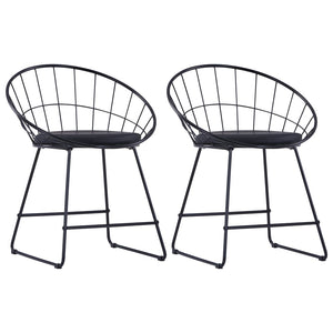 NNEVL Dining Chairs with Faux Leather Seats 2 pcs Black Steel