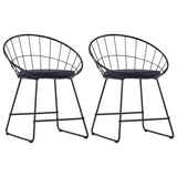 NNEVL Dining Chairs with Faux Leather Seats 2 pcs Black Steel