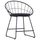 NNEVL Dining Chairs with Faux Leather Seats 2 pcs Black Steel