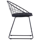 NNEVL Dining Chairs with Faux Leather Seats 2 pcs Black Steel