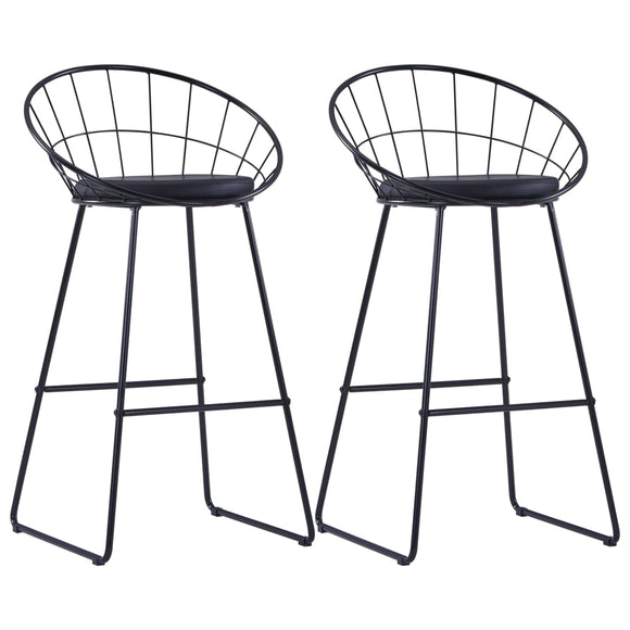 NNEVL Bar Chairs 2 pcs Black Faux Leather