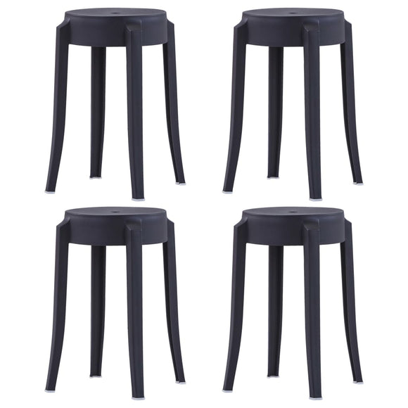 NNEVL Stackable Stools 4 pcs Black Plastic
