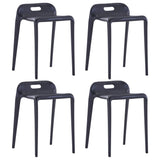 NNEVL Stackable Stools 4 pcs Black Plastic