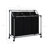 NNEVL Laundry Sorter with 3 Bags Black Steel
