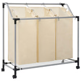 NNEVL Laundry Sorter with 3 Bags Cream Steel