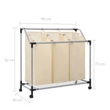 NNEVL Laundry Sorter with 3 Bags Cream Steel