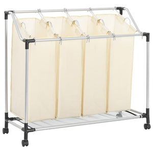 NNEVL Laundry Sorter with 4 Bags Cream Steel