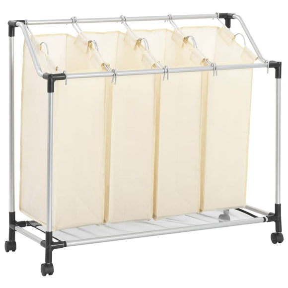NNEVL Laundry Sorter with 4 Bags Cream Steel