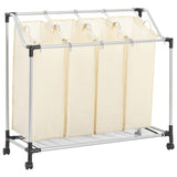 NNEVL Laundry Sorter with 4 Bags Cream Steel