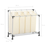 NNEVL Laundry Sorter with 4 Bags Cream Steel