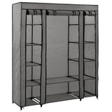 NNEVL Wardrobe with Compartments and Rods Grey 150x45x176 cm Fabric