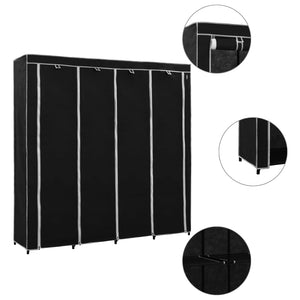 NNEVL Wardrobe with 4 Compartments Black 175x45x170 cm