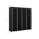 NNEVL Wardrobe with 4 Compartments Black 175x45x170 cm