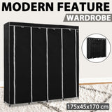NNEVL Wardrobe with 4 Compartments Black 175x45x170 cm