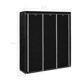 NNEVL Wardrobe with Compartments and Rods Black 150x45x175 cm Fabric