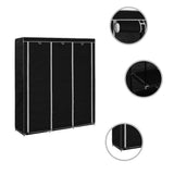 NNEVL Wardrobe with Compartments and Rods Black 150x45x175 cm Fabric
