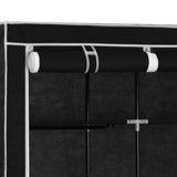 NNEVL Wardrobe with Compartments and Rods Black 150x45x175 cm Fabric
