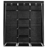 NNEVL Wardrobe with Compartments and Rods Black 150x45x175 cm Fabric