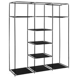 NNEVL Wardrobe with Compartments and Rods Black 150x45x175 cm Fabric
