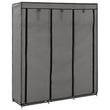 NNEVL Wardrobe with Compartments and Rods Grey 150x45x175 cm Fabric
