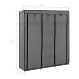 NNEVL Wardrobe with Compartments and Rods Grey 150x45x175 cm Fabric