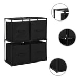 NNEVL Storage Cabinet with 4 Fabric Baskets Black 63x30x71 cm Steel