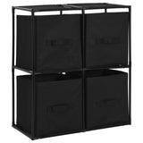NNEVL Storage Cabinet with 4 Fabric Baskets Black 63x30x71 cm Steel