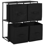 NNEVL Storage Cabinet with 4 Fabric Baskets Black 63x30x71 cm Steel
