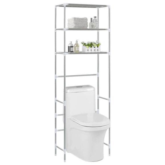 NNEVL 3-Tier Storage Rack over Toilet Silver 53x28x169 cm