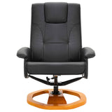 NNEVL Swivel TV Armchair with Foot Stool Black Faux Leather