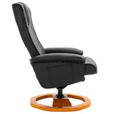 NNEVL Swivel TV Armchair with Foot Stool Black Faux Leather