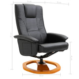 NNEVL Swivel TV Armchair with Foot Stool Black Faux Leather