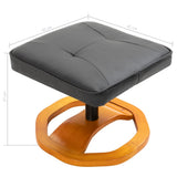 NNEVL Swivel TV Armchair with Foot Stool Black Faux Leather