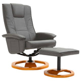 NNEVL Swivel TV Armchair with Foot Stool Grey Faux Leather