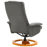 NNEVL Swivel TV Armchair with Foot Stool Grey Faux Leather