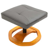 NNEVL Swivel TV Armchair with Foot Stool Grey Faux Leather