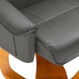 NNEVL Swivel TV Armchair with Foot Stool Grey Faux Leather