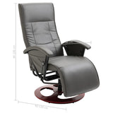 NNEVL Swivel TV Armchair Grey Faux Leather