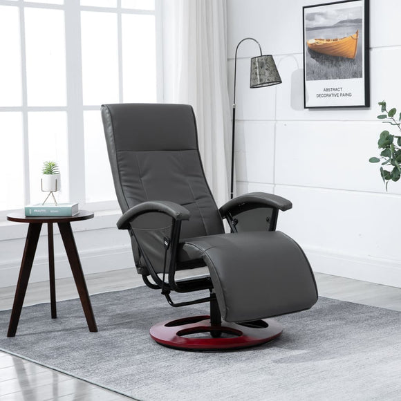 NNEVL Swivel TV Armchair Grey Faux Leather
